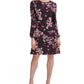 Vestido evasê feminino Tommy Hilfiger Floral Jersey Roxo Tamanho 4