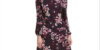 Vestido evasê feminino Tommy Hilfiger Floral Jersey Roxo Tamanho 4