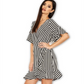 Vestido curto listrado feminino Ax Paris, azul-marinho, tamanho 10