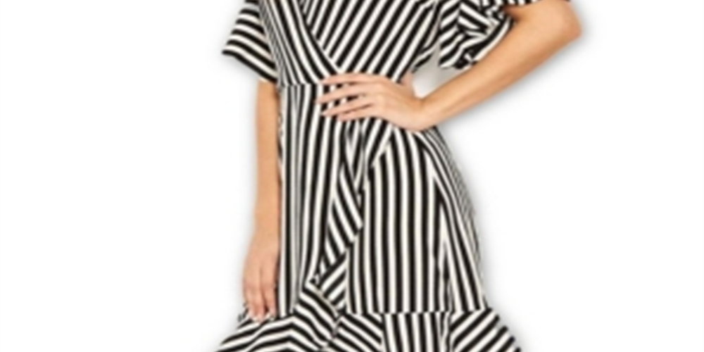 Vestido curto listrado feminino Ax Paris, azul-marinho, tamanho 10