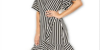 Vestido curto listrado feminino Ax Paris, azul-marinho, tamanho 10