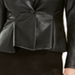 Jaqueta peplum feminina Bar III de couro sintético, preta, tamanho 2