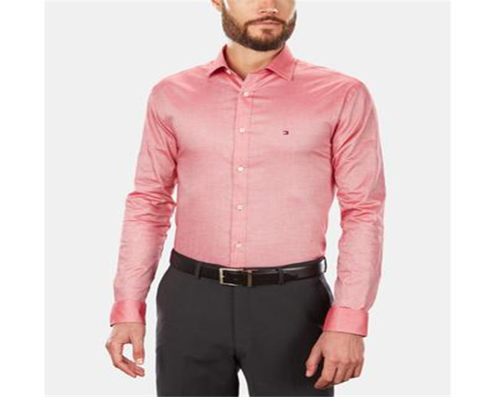 Camisa social masculina Tommy Hilfiger Slim Fit Stretch Solid Vermelha Tamanho 15,5X32-33