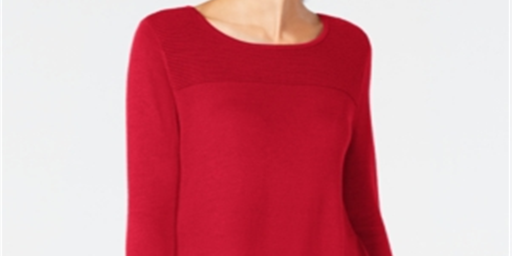 Suéter túnica canelada feminino Alfani vermelho tamanho X-S