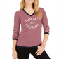 Tommy Hilfiger Suéter Feminino Listrado de Algodão com Gola V Azul Tamanho M