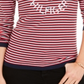 Tommy Hilfiger Suéter Feminino Listrado de Algodão com Gola V Azul Tamanho M