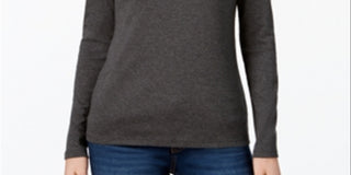 Camiseta feminina de manga comprida em algodão Pima Charter Club, cinza, tamanho XX-G