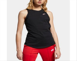 Camiseta regata Nike Sportswear feminina de algodão com costas nadador, preta, tamanho médio