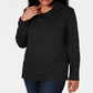 Karen Scott Top esportivo feminino com decote careca, preto, tamanho XX-G