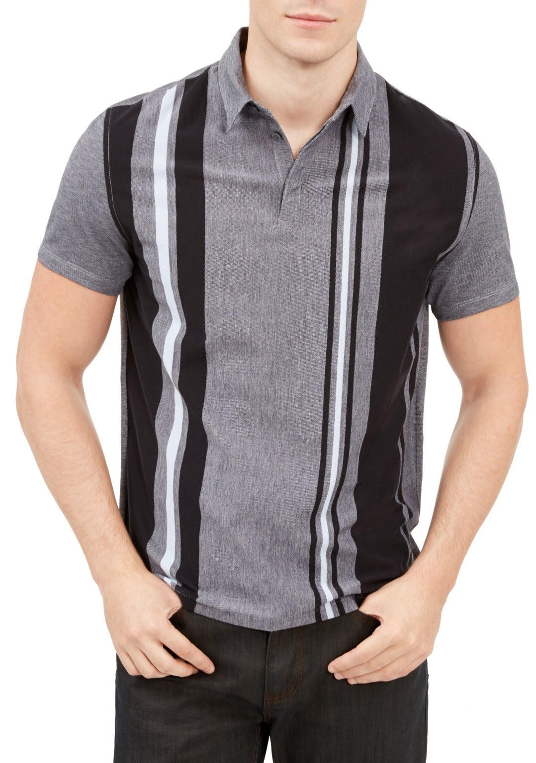 Polo Alfani Masculino Regular Fit Listras Verticais - Azul - Tamanho XX-Grande