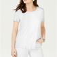 Blusa feminina com babados e bainha estilo &amp; co, branca, tamanho pequeno P