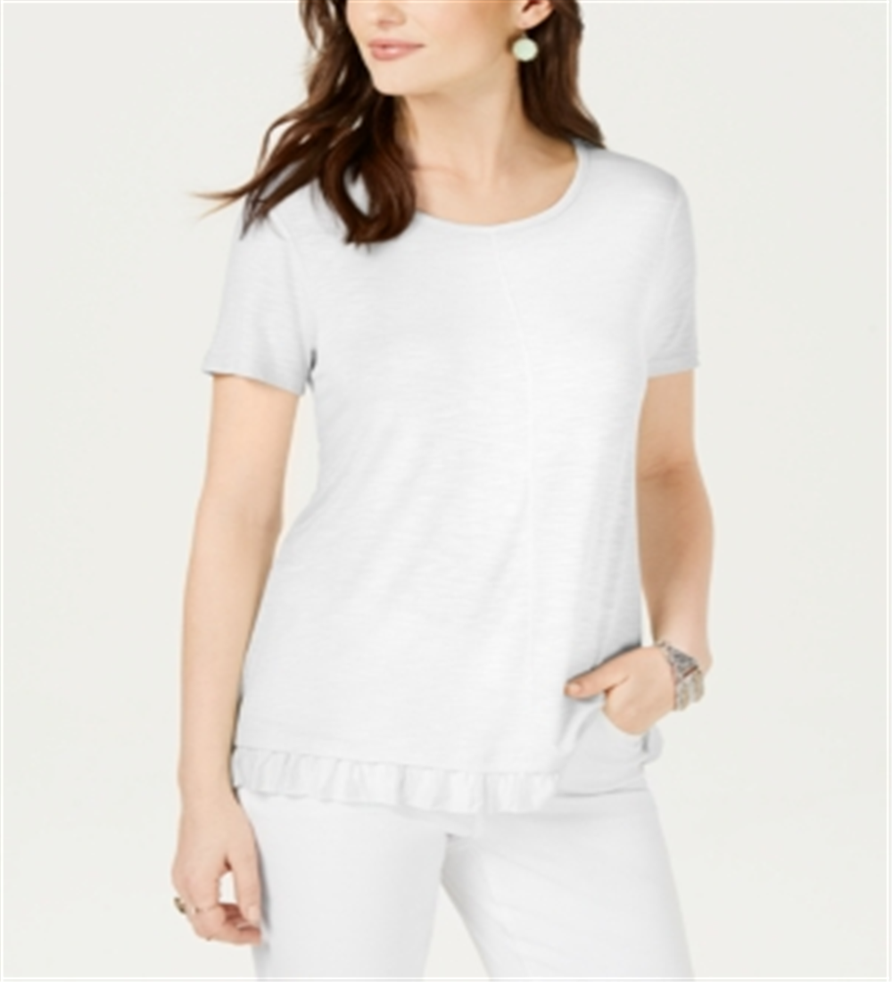 Blusa feminina com babados e bainha estilo &amp; co, branca, tamanho pequeno P
