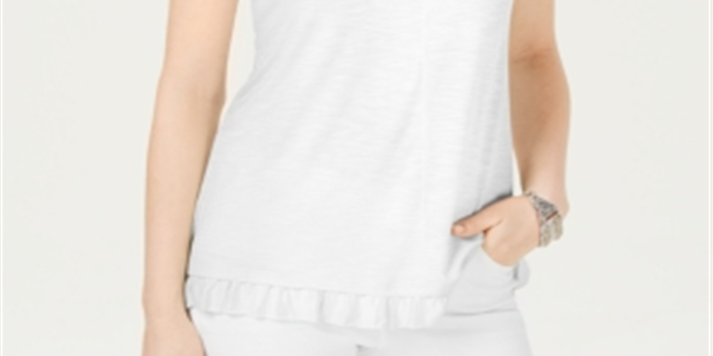 Blusa feminina com babados e bainha estilo &amp; co, branca, tamanho pequeno P