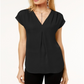 Blusa plissada feminina INC International Concepts - Preto, tamanho pequeno M