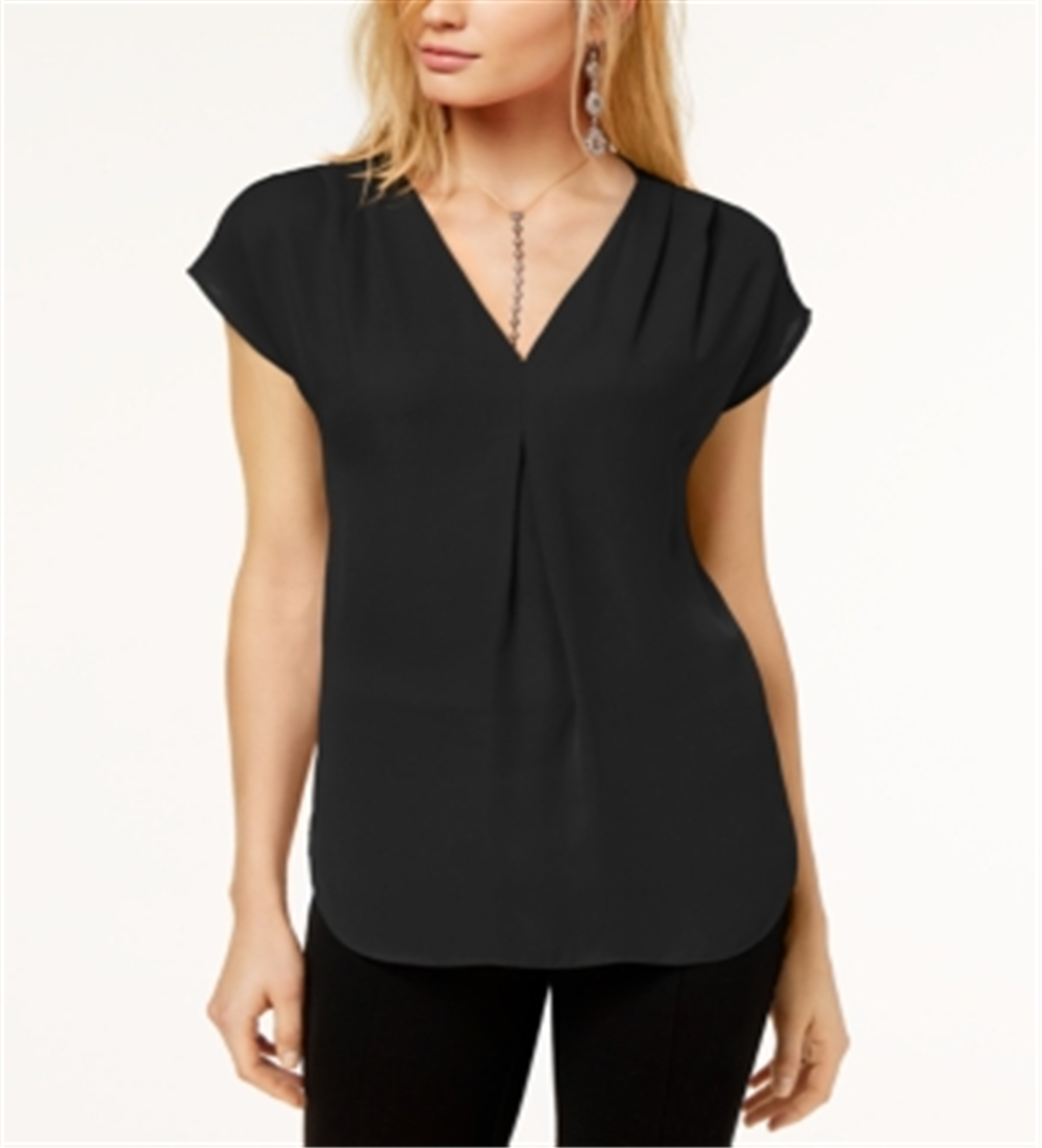 Blusa plissada feminina INC International Concepts - Preto, tamanho pequeno M