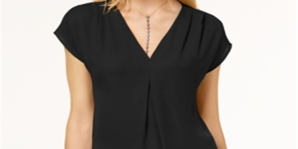 Blusa plissada feminina INC International Concepts - Preto, tamanho pequeno M