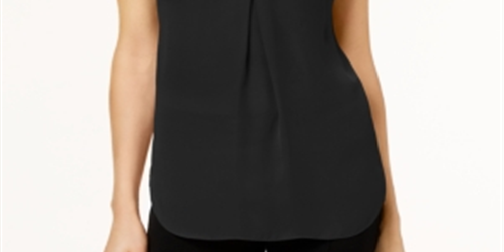 Blusa plissada feminina INC International Concepts - Preto, tamanho pequeno M