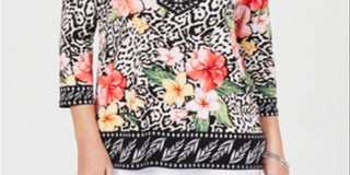 Túnica feminina com decote em V e detalhes em menta, tamanho XS, da coleção JM