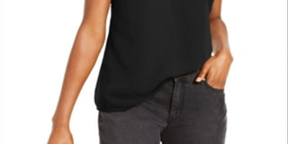 Regata feminina com tachas INC International Concepts, preta, tamanho médio