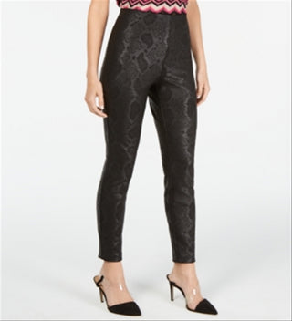INC International Concepts Women's International Concepts Snake Print Skinny Pants Black Size 12