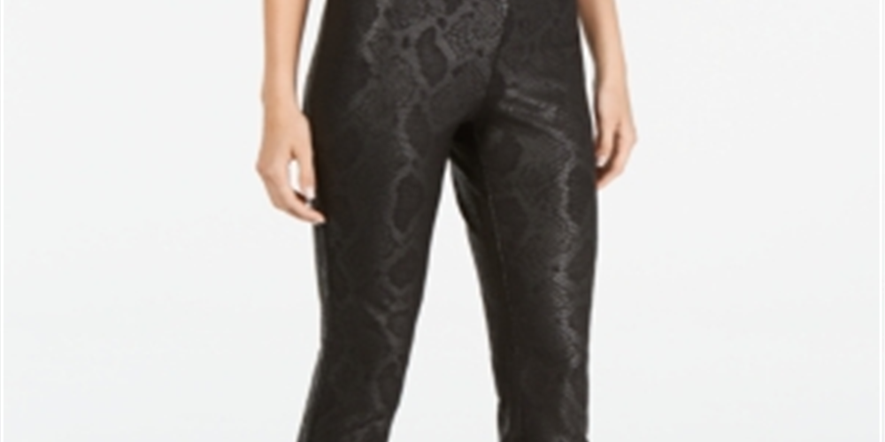 Calça skinny feminina com estampa de cobra da INC International Concepts, preta, tamanho 12