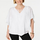JM Collection Top Poncho Bordado Feminino Branco Tamanho Pequeno XL