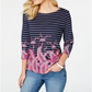Blusa feminina listrada com estampa paisley Charter Club, azul, tamanho XX-G