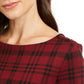 Charter Club Feminino Pima Algodão Botão Ombro Estampado Top Vermelho Tamanho Pequeno Grande