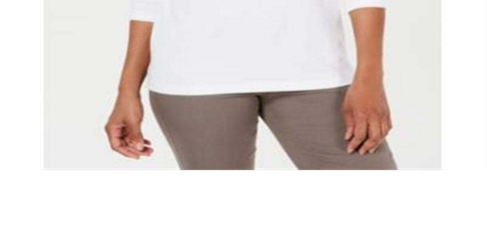 Karen Scott Blusa de algodão com cadarço feminina, branca, tamanho pequeno