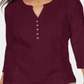 Karen Scott Top Henley Feminino com Renda Frontal Vermelho Tamanho Médio