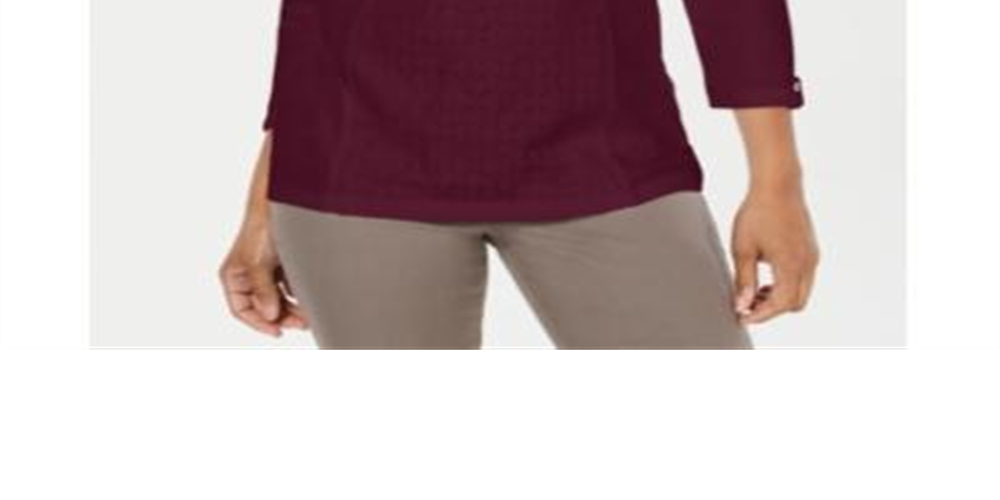 Karen Scott Top Henley Feminino com Renda Frontal Vermelho Tamanho Médio