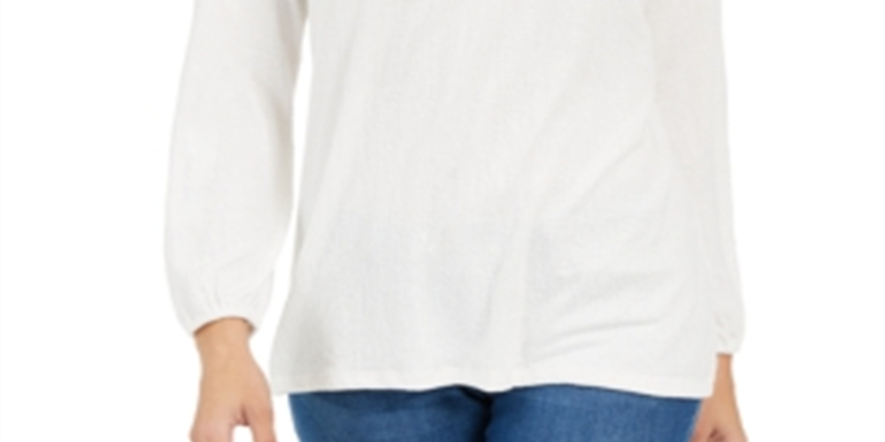 Blusa de renda feminina Style &amp; Co, branca, tamanho PXL