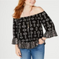 Blusa feminina estampada ombro a ombro estilo &amp; co, azul marinho, floral, tamanho pequeno, L