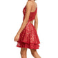 Vestido de festa infantil com glitter e costas nadador, vermelho, tamanho XX-S