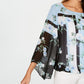 Blusa feminina Alfani com estampa floral e manga sino, gola alta, azul, pequena e pequena