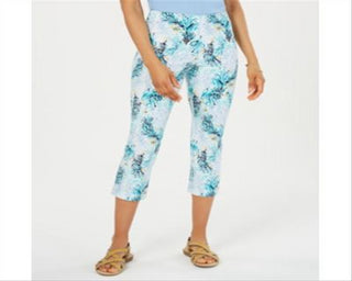 Calça Capri Estampada Feminina Charter Club Azul Tamanho 4 Petite