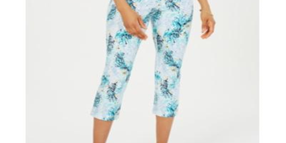 Calça Capri Estampada Feminina Charter Club Azul Tamanho 4 Petite