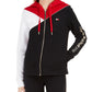Tommy Hilfiger Sport Colorblocked Moletom com capuz e zíper feminino, preto, tamanho médio