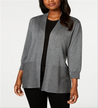Karen Scott Cardigan Feminino Aberto na Frente Cinza Tamanho X-G