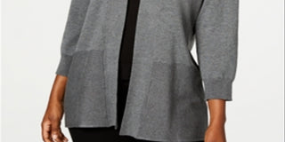 Karen Scott Cardigan Feminino Aberto na Frente Cinza Tamanho X-G