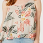 Top feminino sem mangas com estampa estilo &amp; co, decote alto e decotado, floral marrom, tamanho PP
