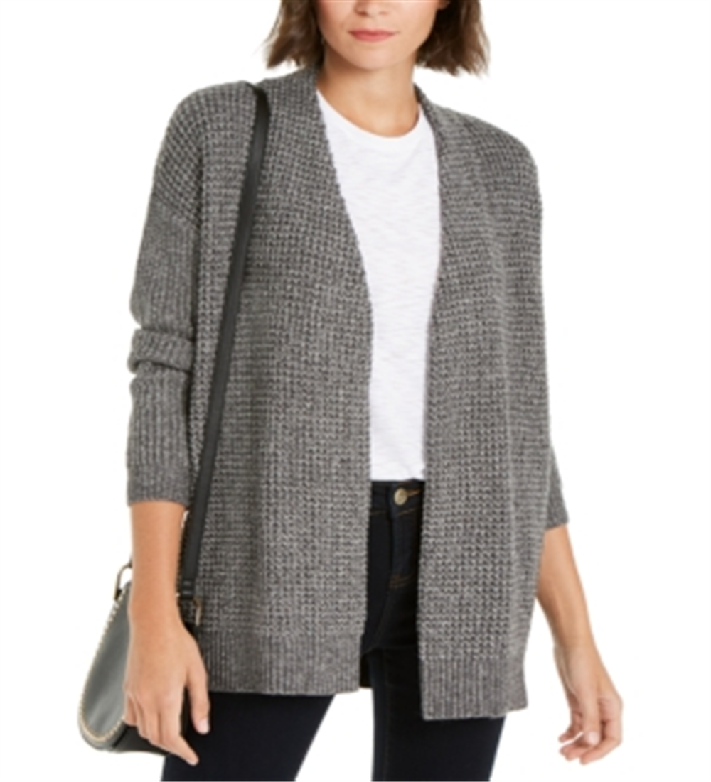 Cardigan aconchegante feminino com ponto waffle da INC International Concepts, cinza, tamanho médio