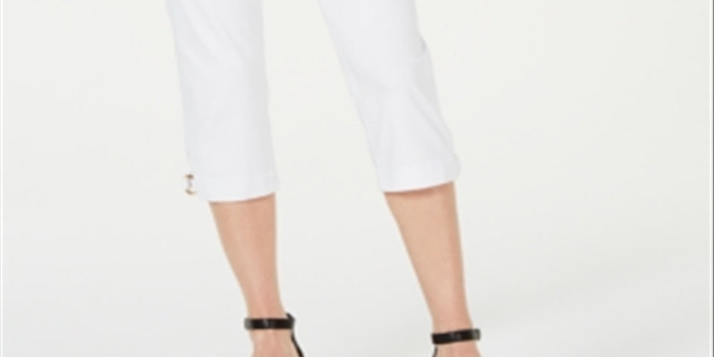 Calça Capri Feminina JM Collection com Barra Dupla e Argola Branca, Tamanho X-G