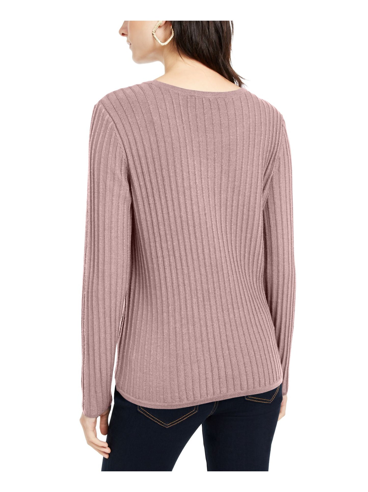Blusa feminina com estampa texturizada e gola redonda, manga longa, tamanho médio, da INC International Concepts