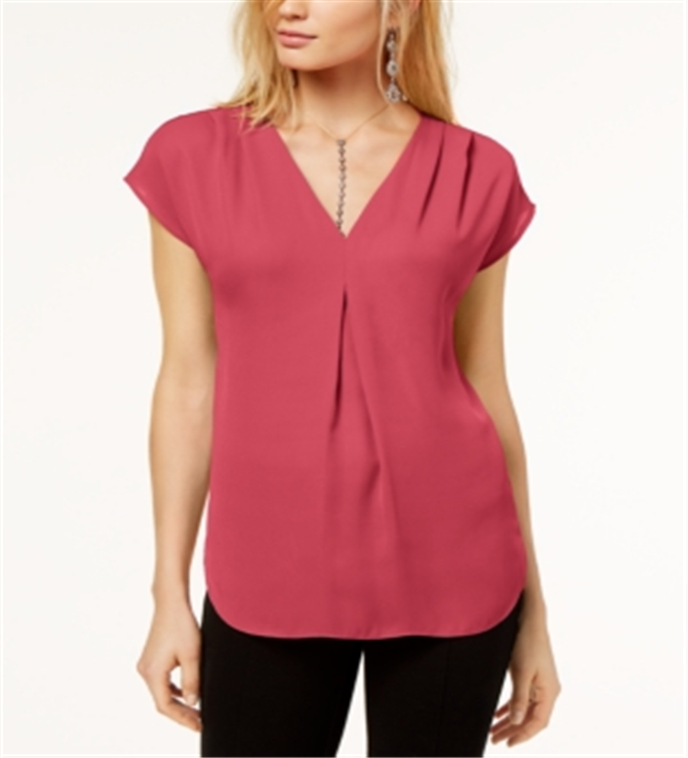 Blusa plissada feminina INC International Concepts, coral polido, tamanho pequeno P