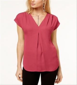 Blusa plissada feminina INC International Concepts, coral polido, tamanho pequeno P