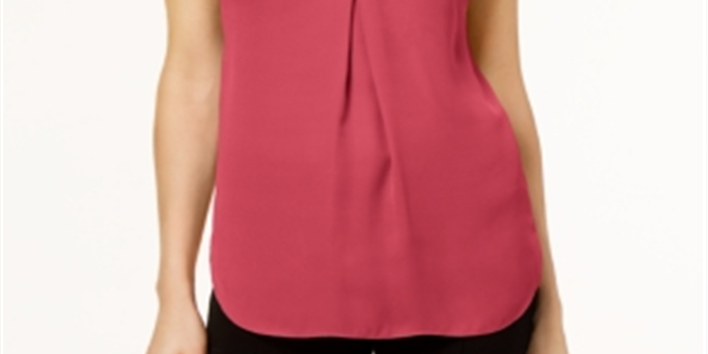 Blusa plissada feminina INC International Concepts, coral polido, tamanho pequeno P