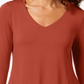 JM Collection Top feminino com decote em V e bainha em lenço, vermelho, tamanho médio