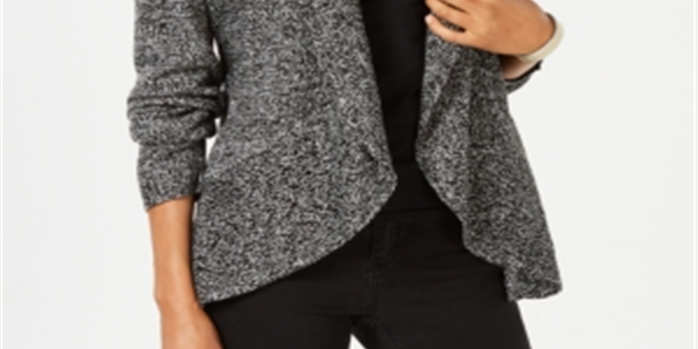 Karen Scott Cardigan Feminino Gola Xale Preto Tamanho Grande