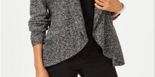 Karen Scott Cardigan Feminino Gola Xale Preto Tamanho Grande